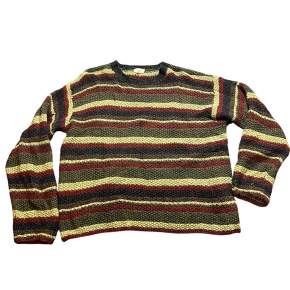 J. Crew Green and Red Crewneck Sweater Classic Stripes Joey Friends Size Large - Picture 1 of 9